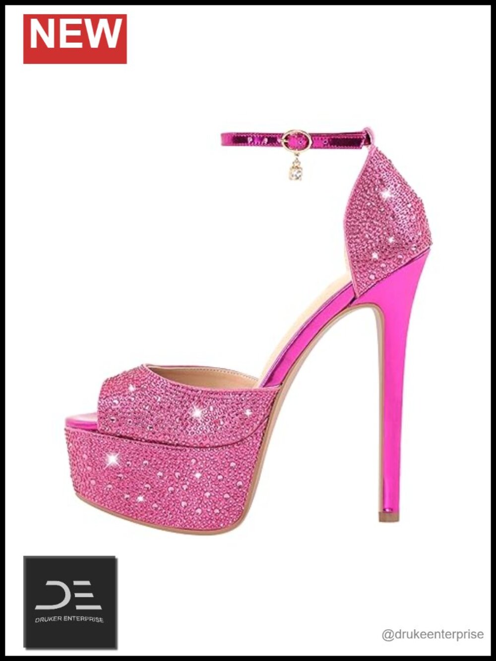 Women's Clear Chunky Block Heel Sandals Rhinestone Strappy Zip Up Party Heels